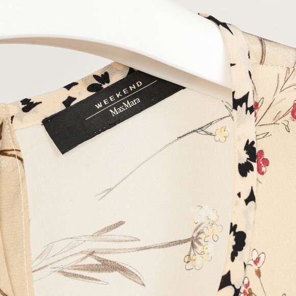 Weekend Max Mara Beige Floral Silk Peplum Blouse - Picture 5 of 10